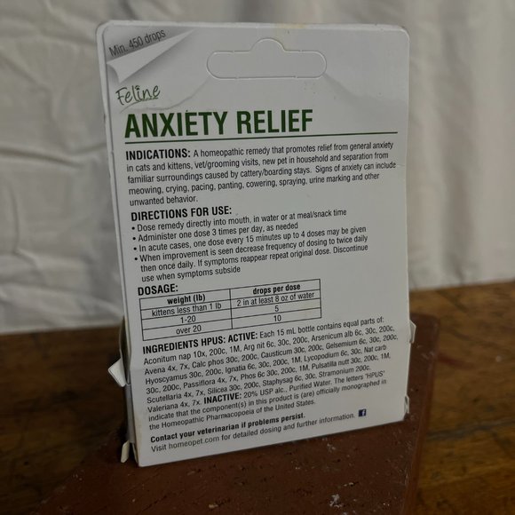 HomeoPet Anxiety Relief Drops - NEW IN BOX Homeopathic Cat Support Travel - Picture 3 of 4